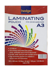 Hedge A3 Size Rounded Corner High Gloss Durable Clear Laminating Pouch, 100 Sheets, Clear