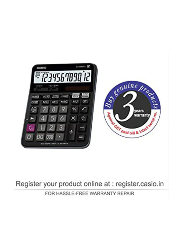 Casio Basic Calculator, DJ120D Plus, Black/Grey