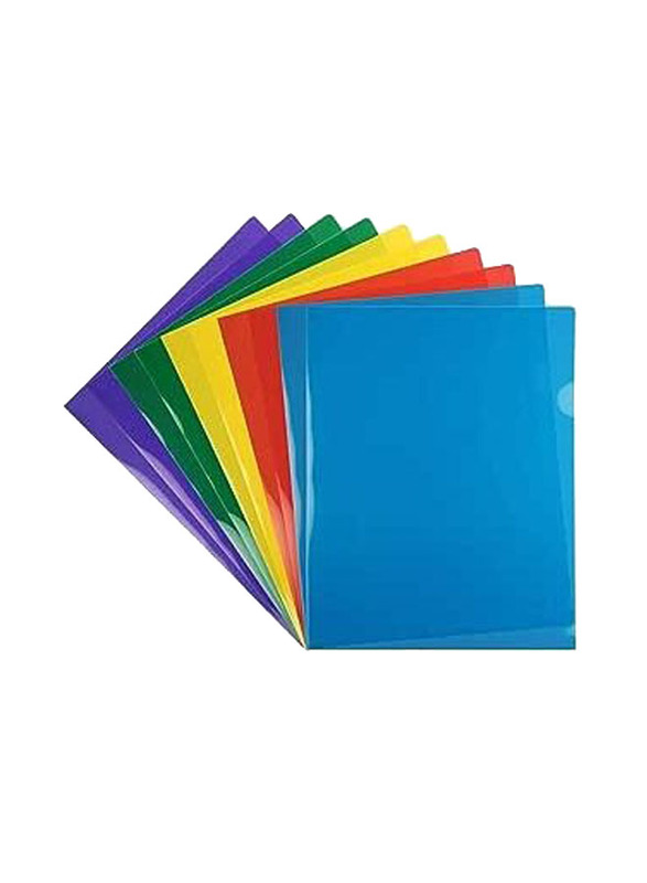 Atlas Plastic A4 Size Document Pocket Folders, 10 Pieces, Multicolour