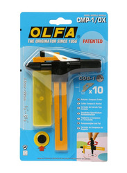 Olfa CMP-1/DX Ratchet System Compass Rotary Blade, 1.6 x 22cm, Yellow/Black