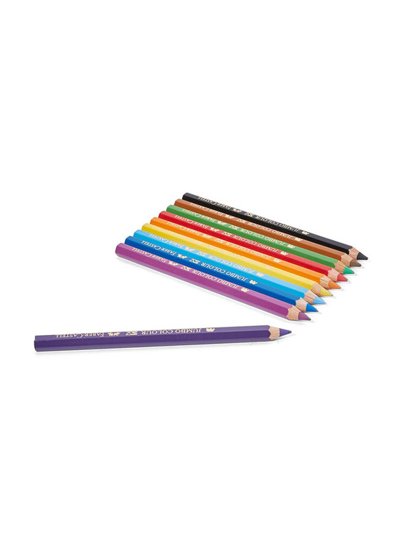 Faber-Castell Jumbo Extra Thick Colour Pencil with Sharpener, 10 Pieces, Multicolour