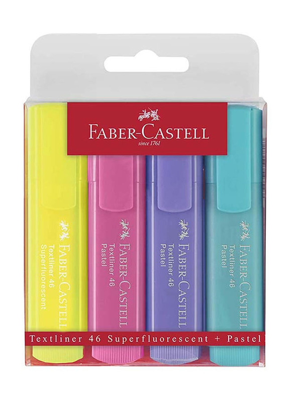 Faber-Castell 4-Piece Pastel Textliner Set, Multicolour