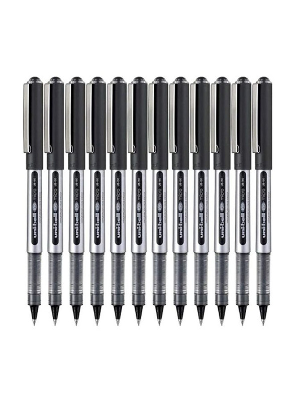Uniball 12-Piece Eye Micro Gel-Ink Pen Set, Black/Grey