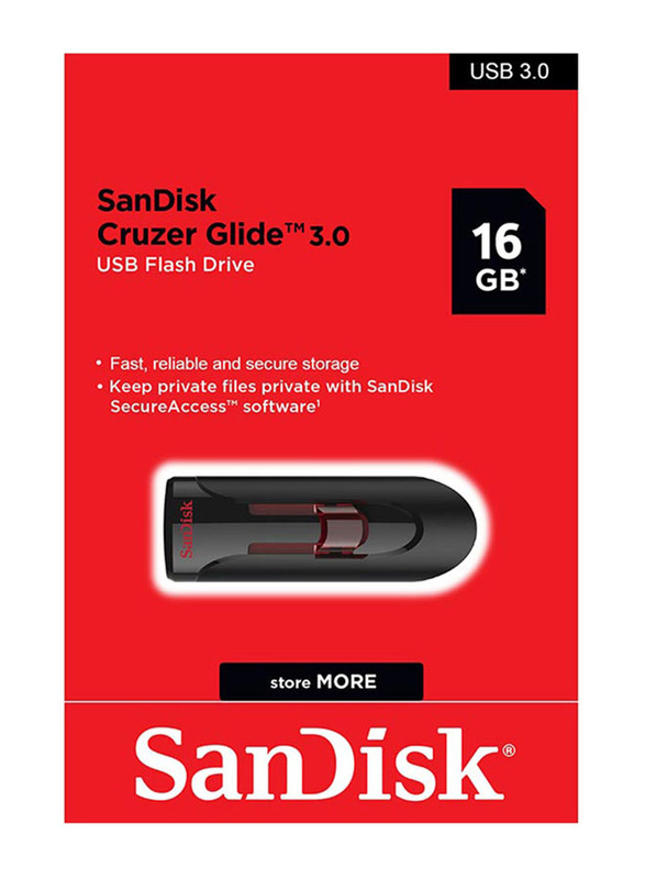 SanDisk 16GB Cruzer Glide 3.0 Type-A Flash Drive, SDCZ600-016G-G35, Black