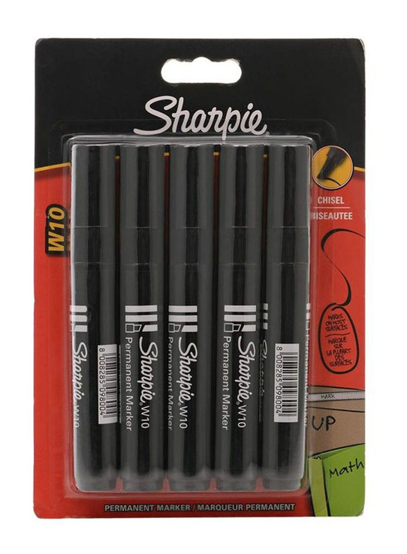 Sharpie 5-Piece Chisel Tip Permanent Marker Set, Black
