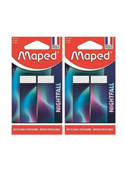 Maped Helix USA 4-Piece Nightfall Eraser Set, Multicolour