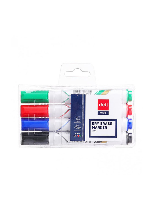 Deli 4-Piece Dry Erase White Board Marker Set, Multicolour