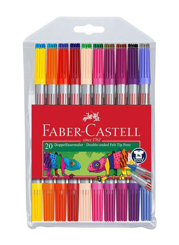 Faber-Castell Double Ended Felt Tip Pen Plastic Wallet, Multicolour