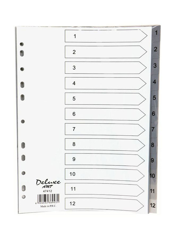 Deluxe A4 Paper Divider, 10 Pieces, Grey