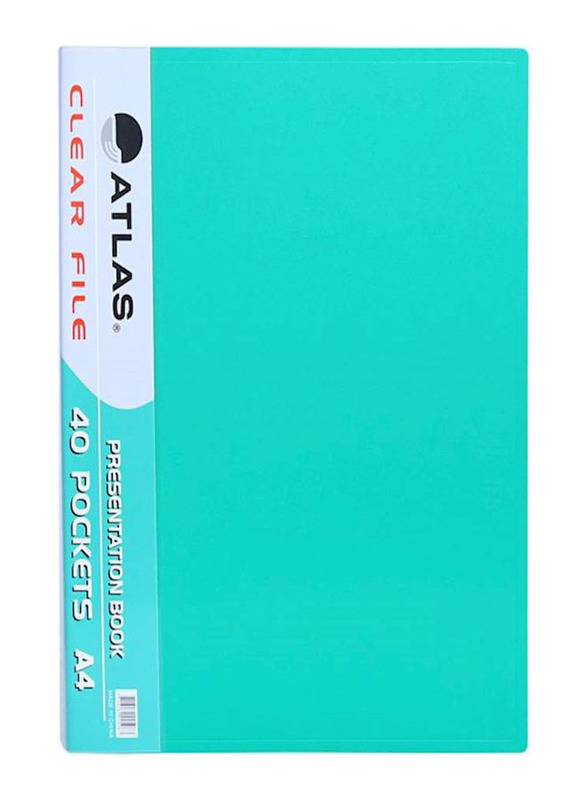 Atlas 40 Pockets A4 Size File Presentation Book, Atcl008, Green