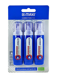 Maxi 3-Piece Metal Tip Correction Pen, Blue