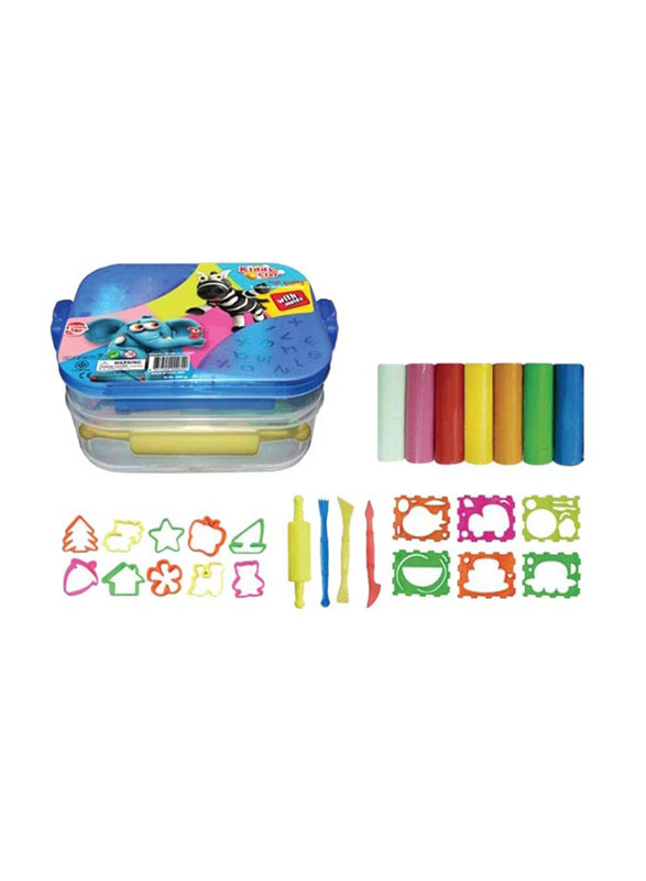 Kiddy Clay 7 Colours and 16 Moulds Modelling Clay Set, Multicolour