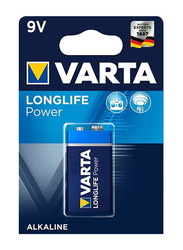 Varta Longlife Power 9V Block Alkaline Battery, 2 Pieces, Blue