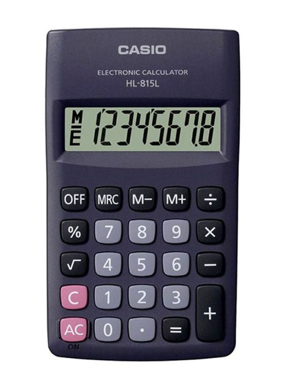 Casio 8-Digit Portable Basic Calculator, HL-815L-BK-W-DH, Black