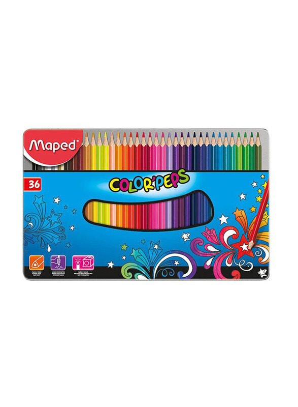 Maped Metal Case Colour Pencil Set, 36 Pieces, Multicolour