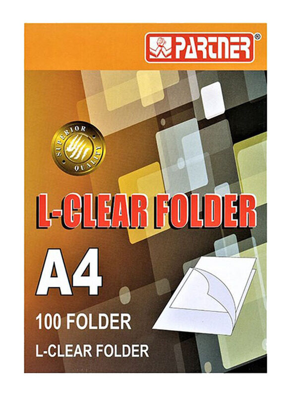 

Partner A4 L-Shape Folder Box, 100 Pieces, Clear