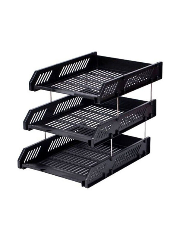 Deli 3-Tier Document Tray, 9209, Black