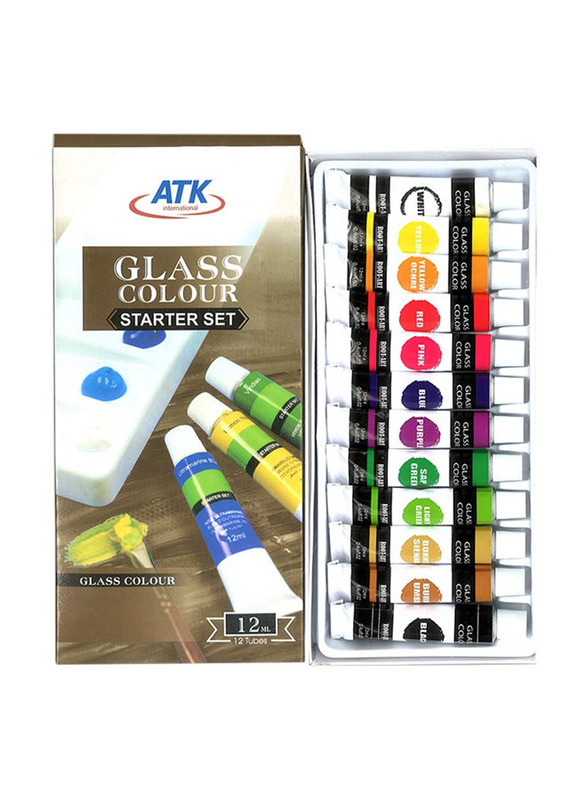 ATK Glass Colour Starter Set, 12 Pieces, Multicolour