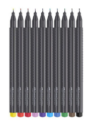 Faber-Castell 10-Piece 0.4mm Tip Grip Fineliner Pen Set, Multicolour