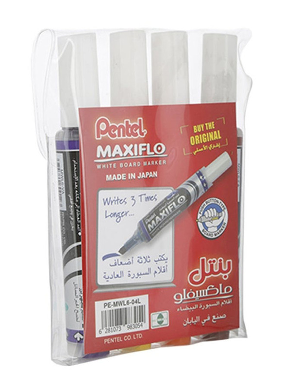 Pentel Maxiflo Whiteboard Marker Set , Model: PE-MWL6-04