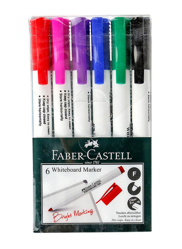 Faber-Castell 6-Piece Whiteboard Marker Pen Set, Multicolour