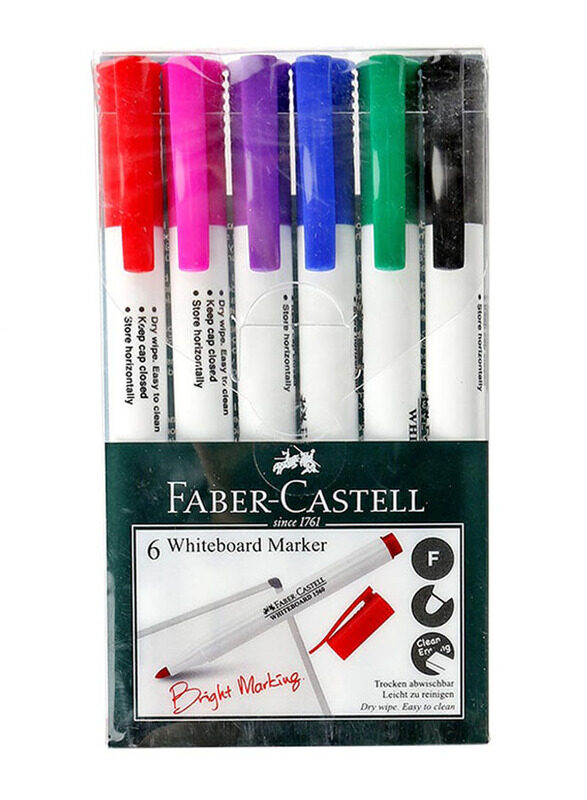 Faber-Castell 6-Piece Whiteboard Marker Pen Set, Multicolour