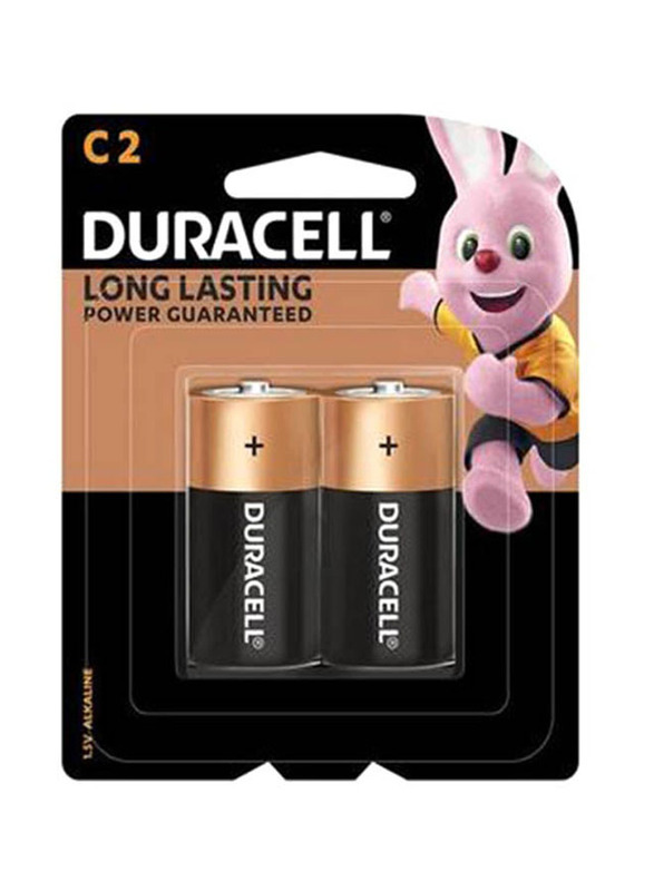 Duracell C-2 Long Lasting Battery Set, 2 Pieces, Black/Gold
