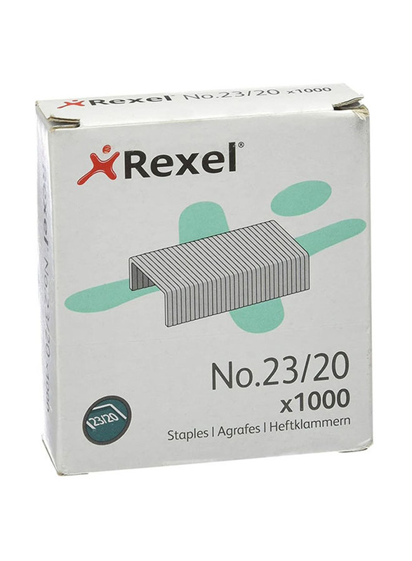 Rexel No.23/20 Tacker Staples, 1000 Pieces, Silver