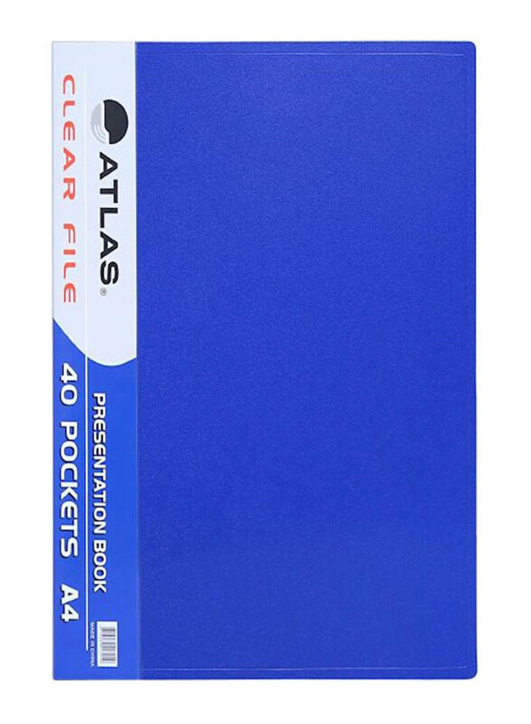 Atlas 40 Pockets A4 Size File Presentation Book, Atcl009, Blue