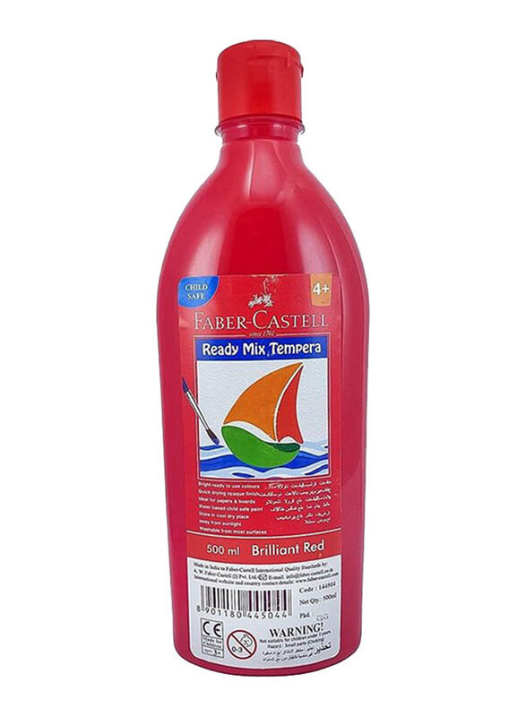 Faber-Castell Ready-Mix Tempera Paint Bottle, 500ml, Brilliant Red