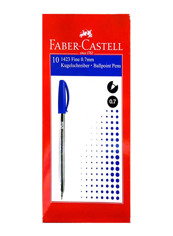 Faber-Castell 10-Piece Fine 0.7mm Ball Pen, Blue