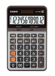 Casio 12-Digit Value Series Basic Calculator, AX-120B, Grey/Black