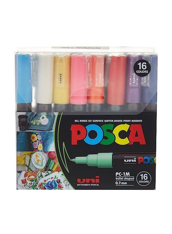Uni Pc-1m 1Posca Basic Pencil, 16 Pieces, Multicolour