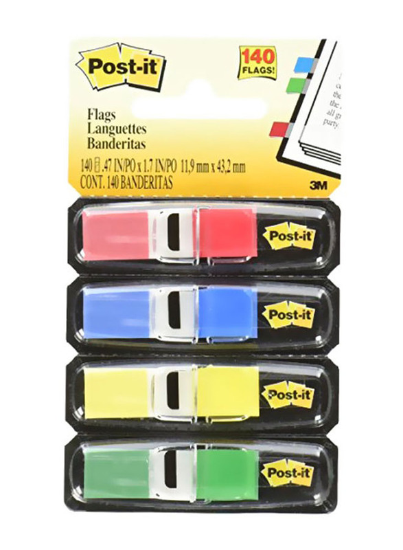 Post-it Index Flags with Dispensers, 140 Pieces, Multicolour