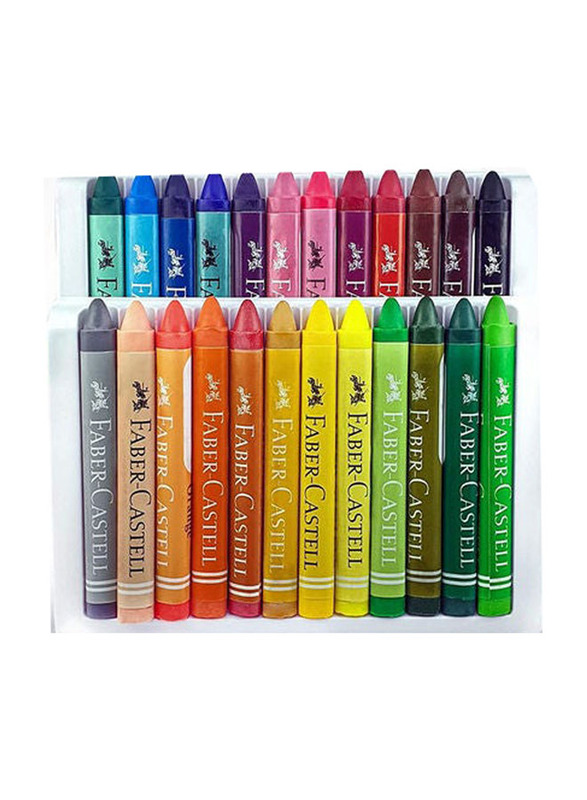 Faber-Castell Triangular Wax Crayons, 24 Pieces, Multicolour