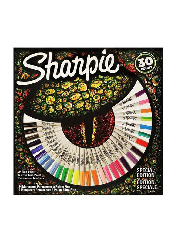 Sharpie 30-Piece Permanent Markers Lizard Pack, Multicolour