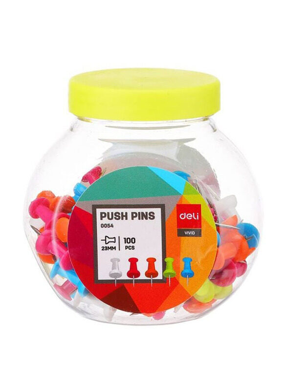 

Deli 100-Piece Push Pin Set, E0054, Multicolour