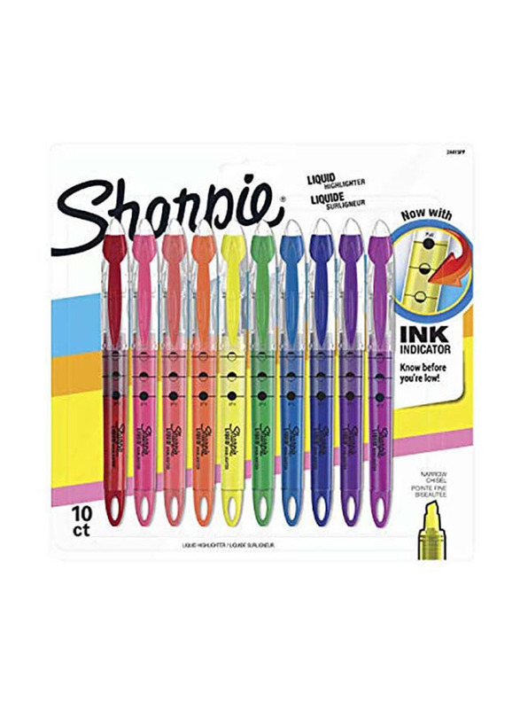 Sharpie 10-Piece Liquid Retractable Highlighter Set, Multicolour