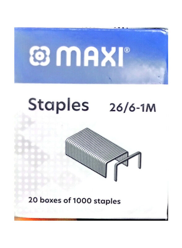 

Maxi 26/6-1M Staples, 1000 Pieces, Silver