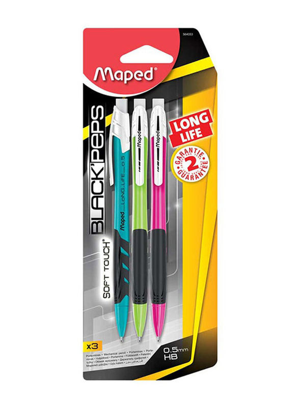Maped 3-Piece Soft Touch Mechanical Pencil Set, Black