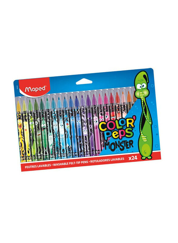 Maped Monster Design Felt Pen, 24 Pieces, Multicolour