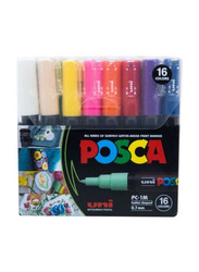 Posca Bullet Shaped Paint Marker Set, 0.7mm, 16 Pieces, UNMRPC5MRCS16, Multicolour