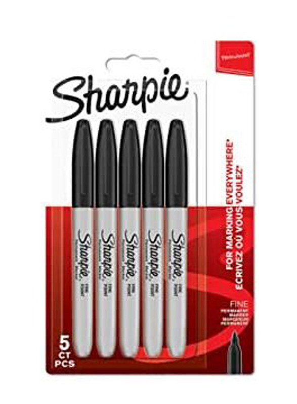 Sharpie 5-Piece Fine Tip Permanent Marker Set, Black