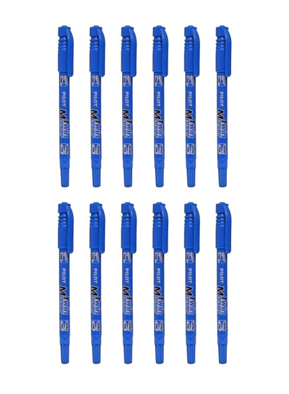 

Pilot 12-Piece Twin Marker Pen, Blue