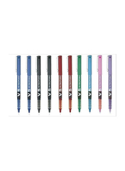Pilot 10-Piece V5 Hi-Tecpoint Fine Rollerball Pen Set, Multicolour