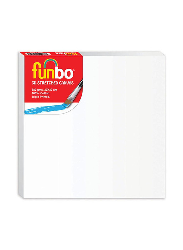Funbo 3D Stretched Canvas, 30 x 30cm, 380GSM, White