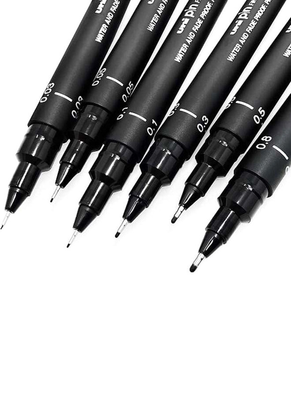 Uniball 6-Piece Fineliner Pen Set, Black