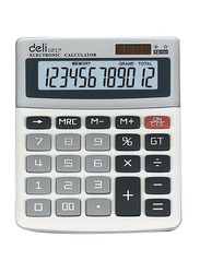 Deli 12-Digit Basic Calculator, White/Black
