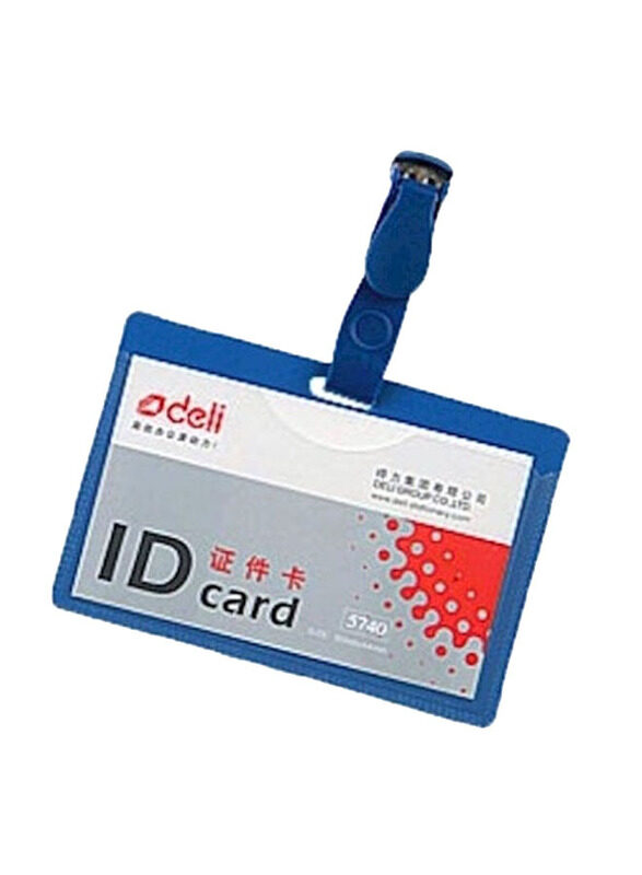 

Deli 50-Piece ID Card Holder with Clip, Blue/Grey