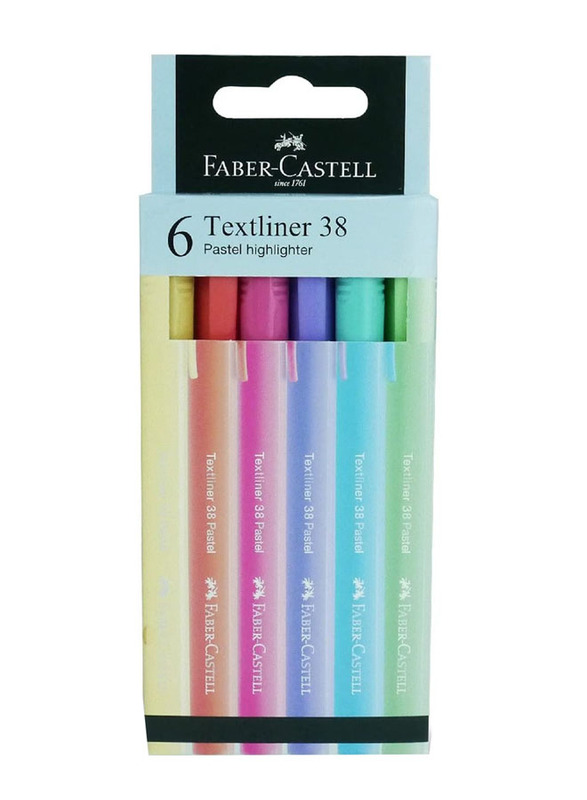 Faber-Castell 6-Piece Textliner 38 Pastel Super-Fluorescent Highlighter Pen Set, Assorted